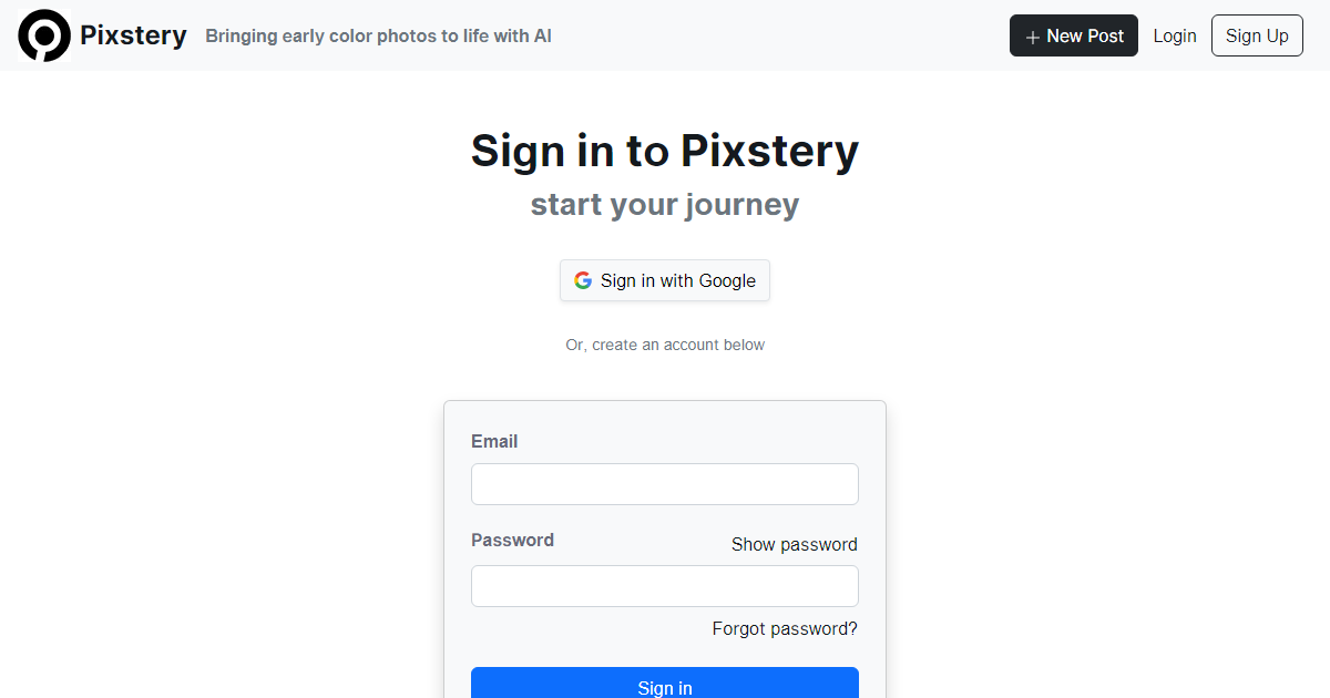 Login Pixstery Bringing early photos to life with AI